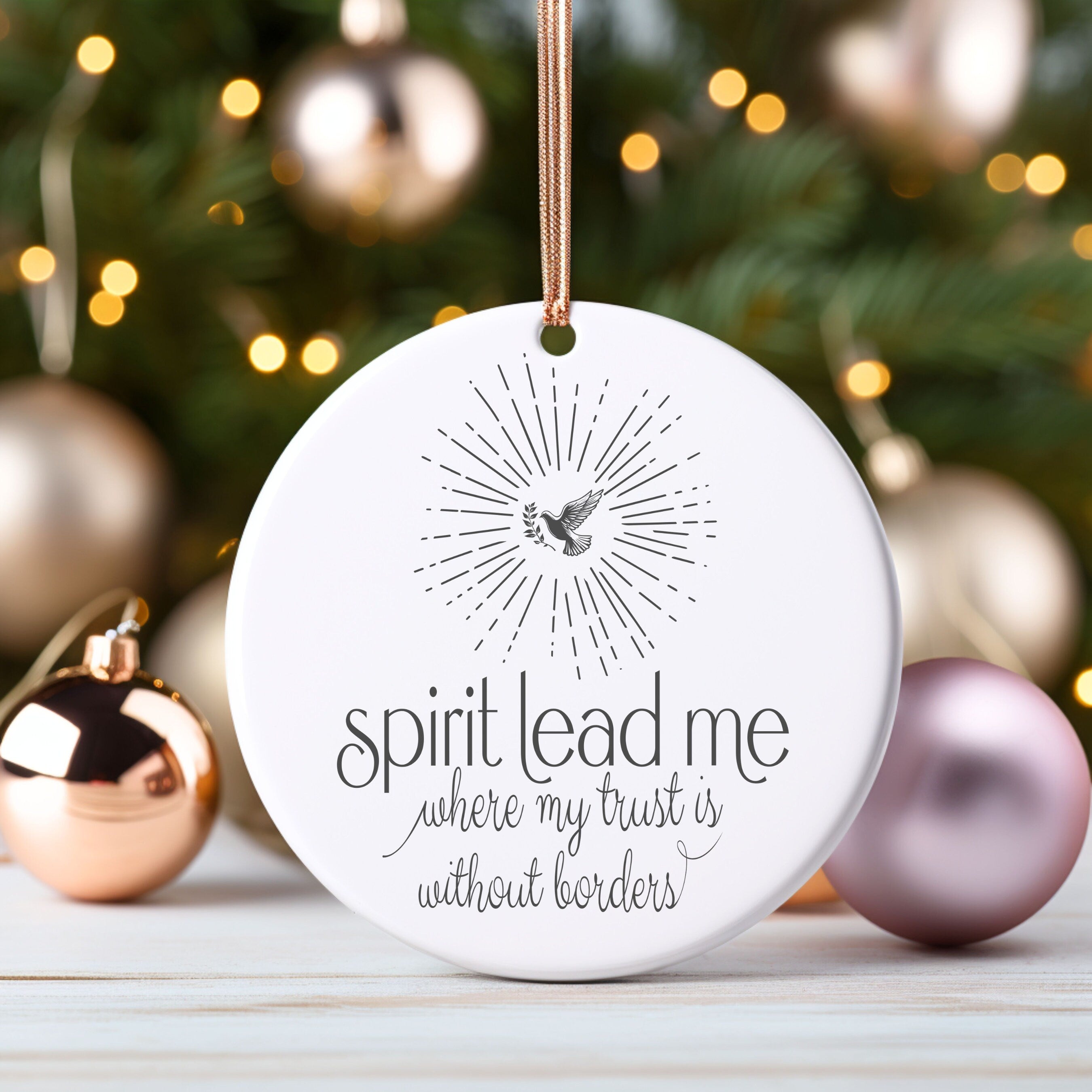 14Christian Christmas Decoration Modern Christian Christmas Tree Ornament Gift, Spirit Lead Me Xmas Psalm Bauble, True Story Religious De