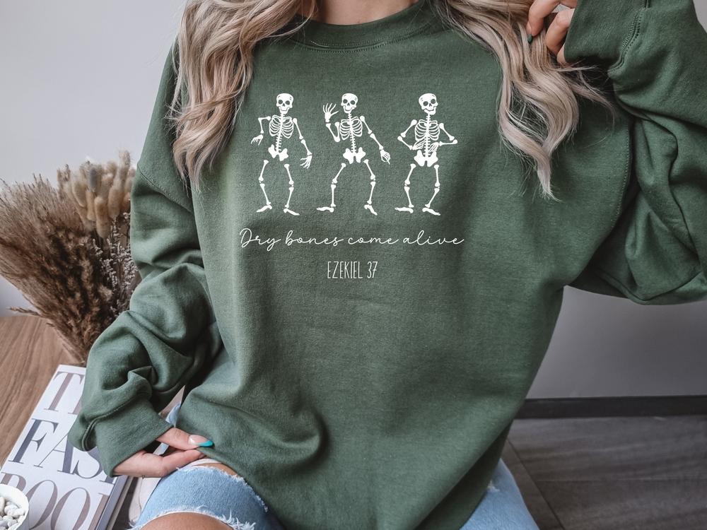 Christian Dry Bones Sweatshirt, Ezekiel 37, Dancing Skeletons Sweatshirt, Cute Christian Sweatshirt, Halloween Skelton Sweatshirt, Christian