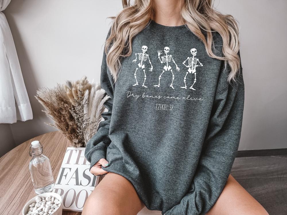 Christian Dry Bones Sweatshirt, Ezekiel 37, Dancing Skeletons Sweatshirt, Cute Christian Sweatshirt, Halloween Skelton Sweatshirt, Christian