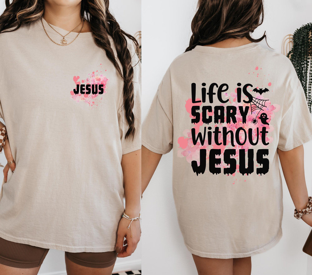 Christian Halloween Shirt, Fall Religious Shirt, Life is Scary without Jesus Shirt, Funny Christian Halloween, Reflect on God this Halloween