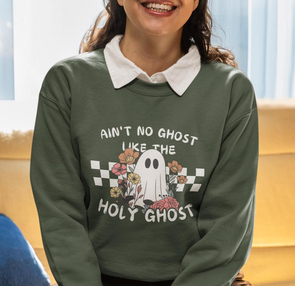 Christian Halloween Sweatshirt  Ain't No Ghost Like The Holy Ghost  Fall Religious SweatShirt  Funny Cute Ghost Christian Halloween