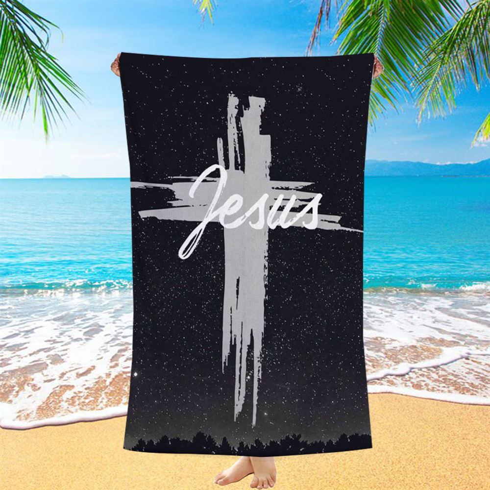 Christian Jesus Word Cross Beach Towel - Bible Verse Beach Towel - Scripture Beach Towel