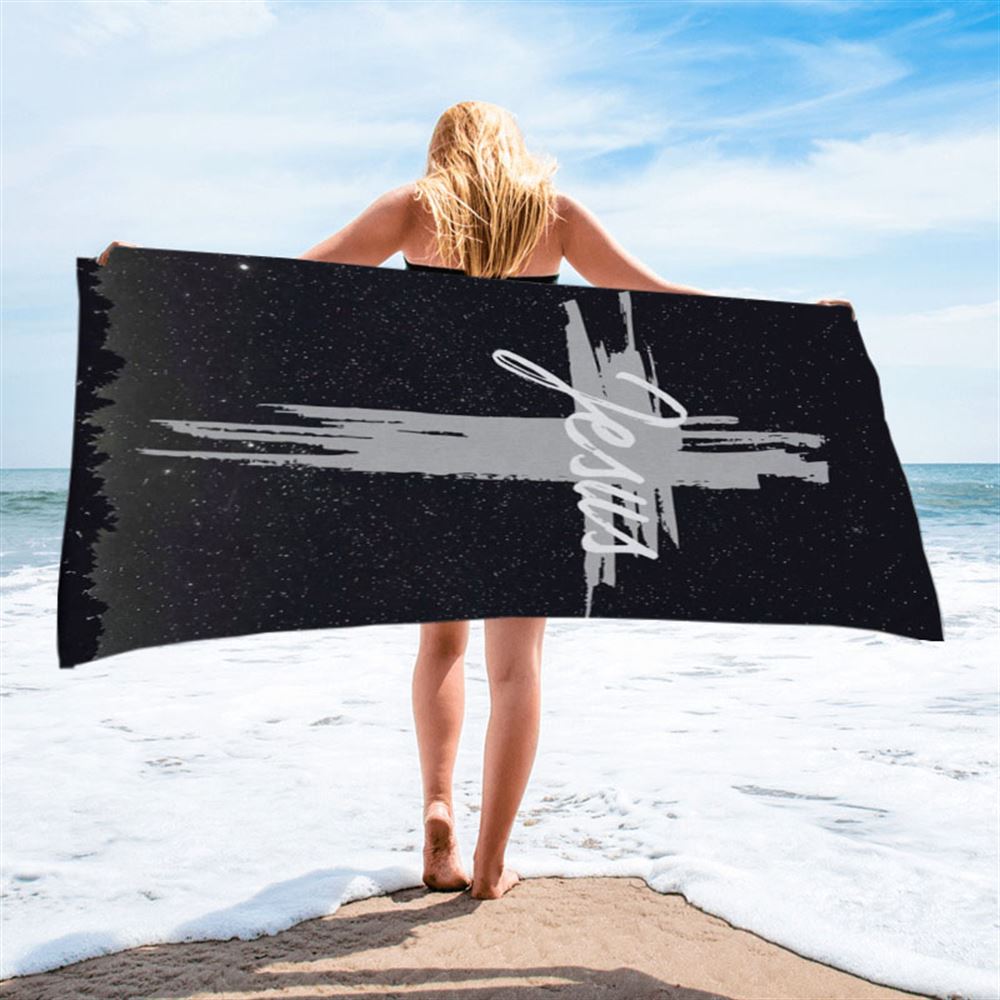 Christian Jesus Word Cross Beach Towel - Bible Verse Beach Towel - Scripture Beach Towel