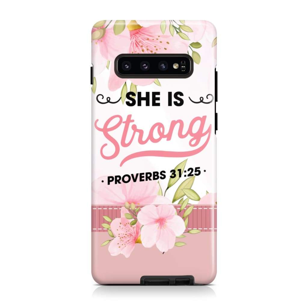 Christian Phone Cases She Is Strong Proverbs 3125 Bible Verse Phone Case - Christian Gifts for Women