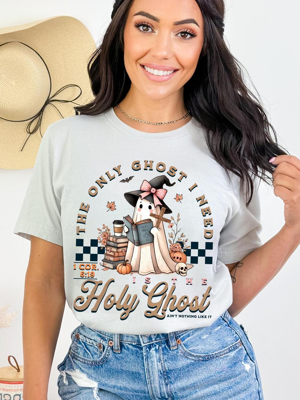 Christian Shirt Fall Faith-based Cute Ghost T-shirt Halloween for her Trendy Seasonal Apparel Autumn Clothing for Women Gift Idea for Wife