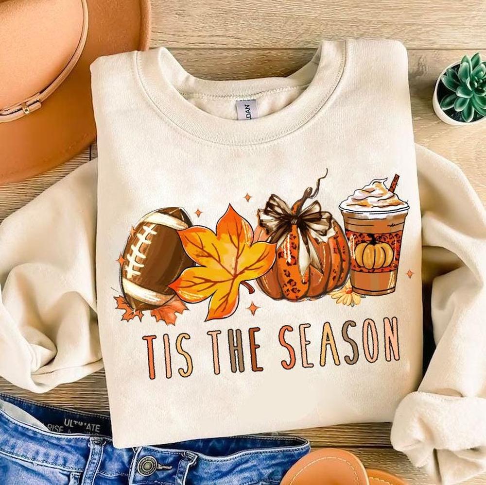 Coquette Tis the Season Sweatshirt, Fall Pumpkin Sweatshirt, Fall Halloween Sweatshirt, Autumn Pumpkin Sweatshirt, Pumpkin Spice Halloween Sweatshirt, Fall Coffee Sweatshirt