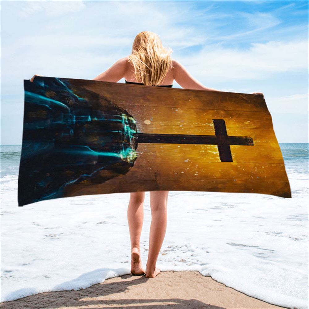 Cross Beach Towel - Christian Wall Beach Towel - Religious Beach Towel