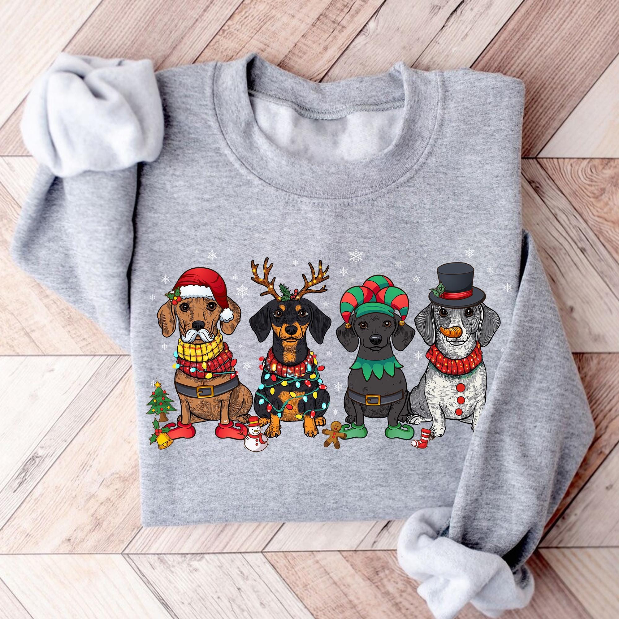 Dachshund Christmas Sweatshirt, Christmas Tree Sweatshirt, Dachshund Christmas Light Sweatshirt