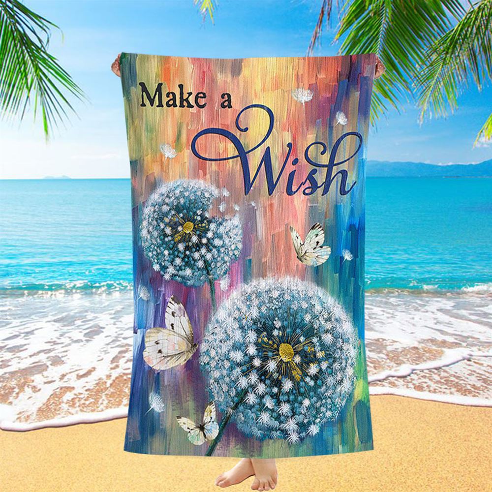 Dandelion Make A Wish Beach Towel - Bible Verse Beach Towel - Christian Inspirational Beach Towel