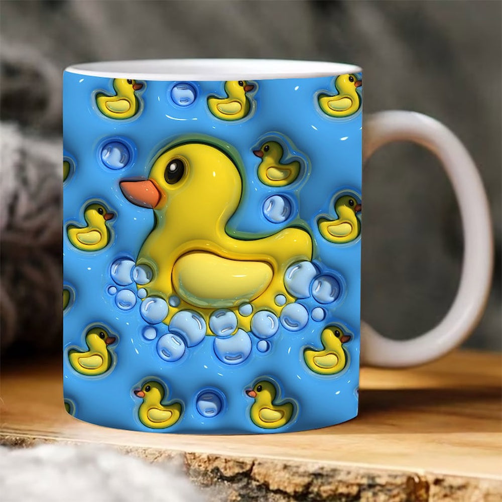 Duck 3D Inflated Tumbler Wrap, 3D Coffee Mug, Cute 3D Inflated Mug, Birthday Gift, Christimas Gift