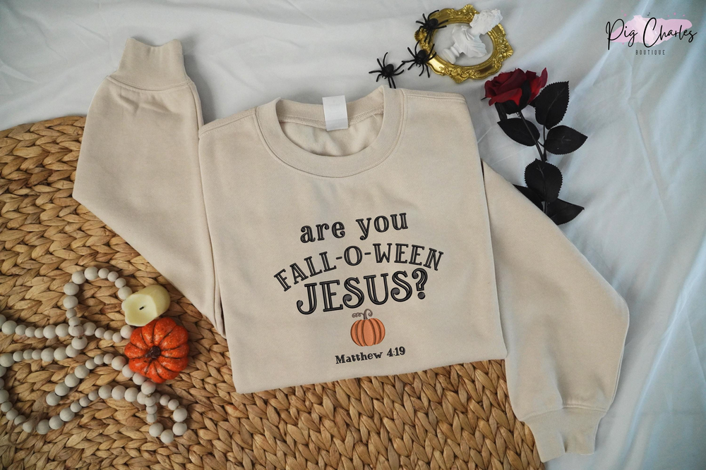 Embroidered Christian Halloween Shirt, Are You Fall-O-Ween Jesus Sweater, Fall Religious Shirt, Funny Pumpkin Christian Halloween