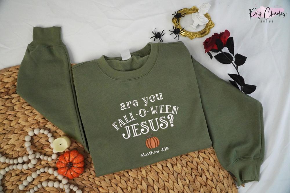 Embroidered Christian Halloween Shirt, Are You Fall-O-Ween Jesus Sweater, Fall Religious Shirt, Funny Pumpkin Christian Halloween