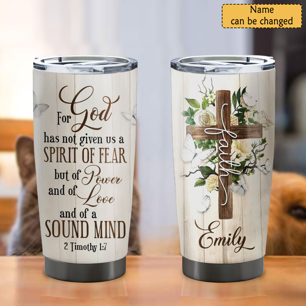 Faith And Cross - For God - Personalized Tumbler - Stainless Steel Tumbler - 20oz Tumbler - Tumbler For Cold Drinks