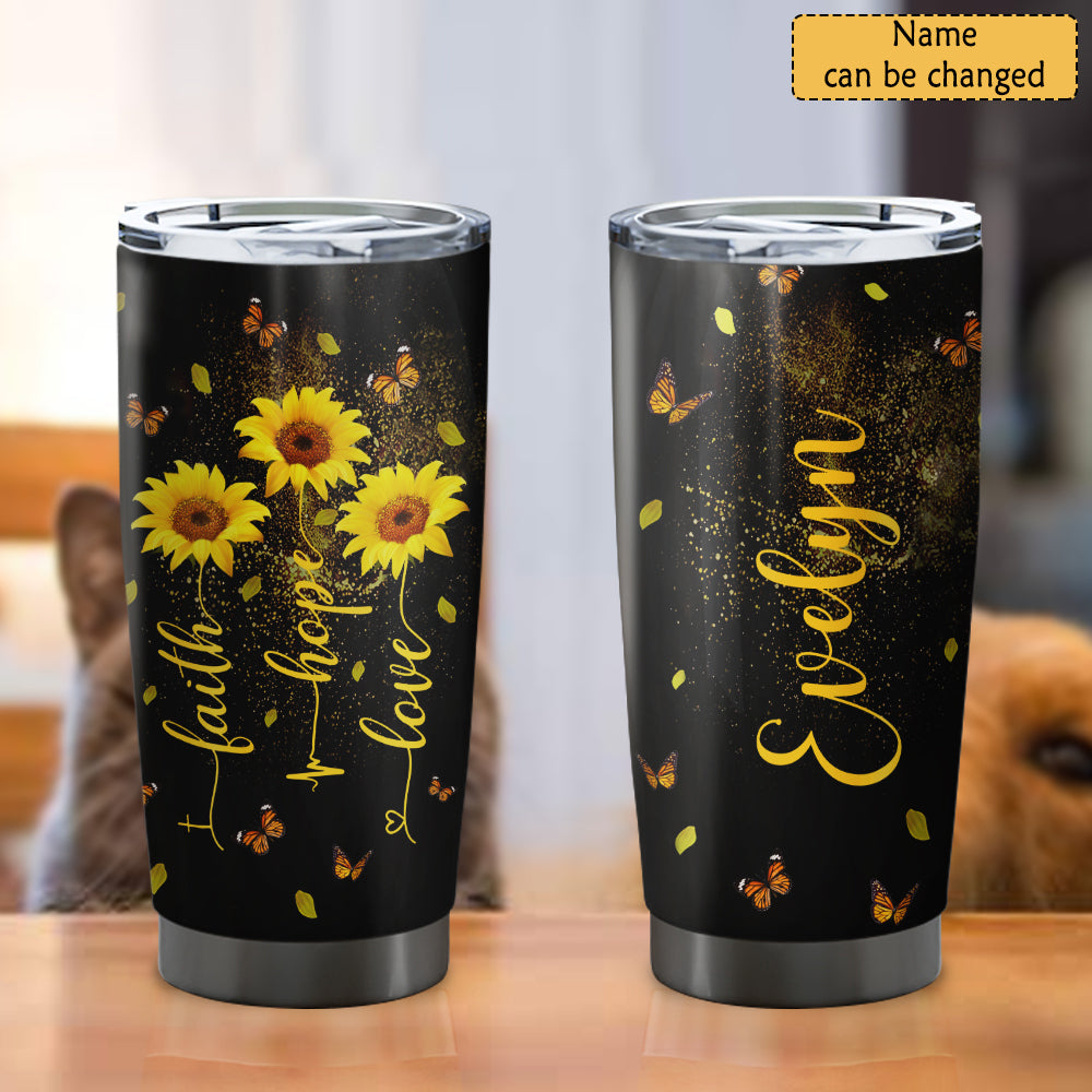 Faith Hope Love - Personalized Tumbler - Stainless Steel Tumbler - 20oz Tumbler - Tumbler For Cold Drinks