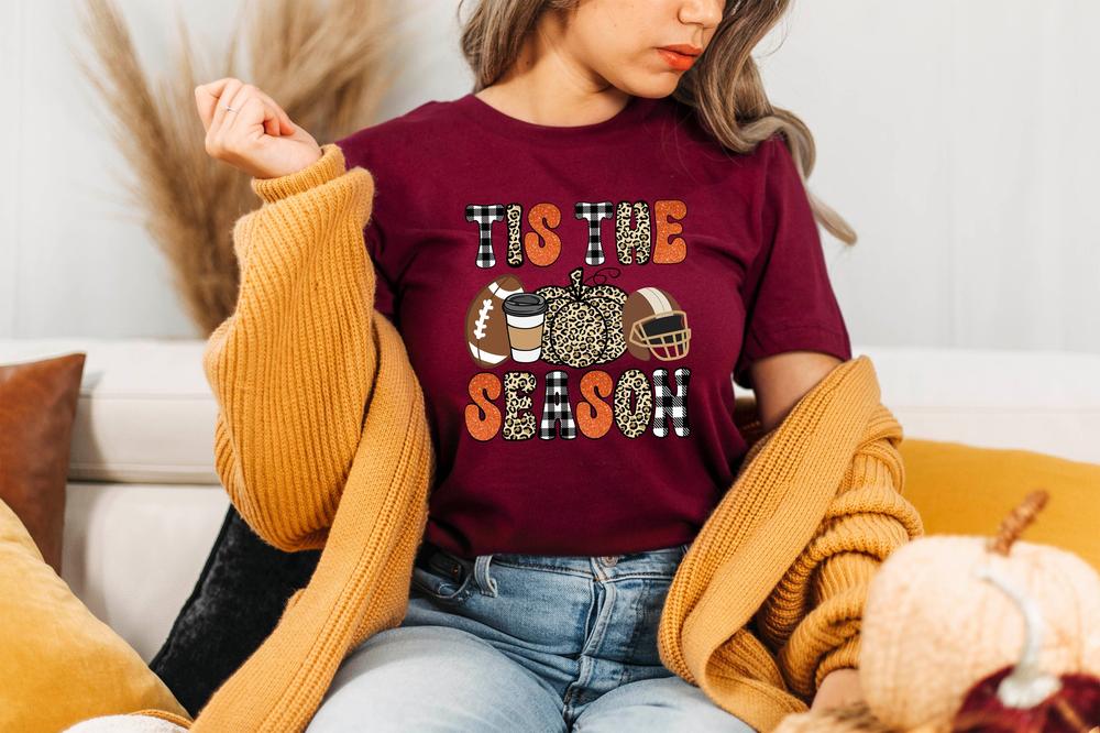 Fall Pattern Tis the Season Sweatshirt ,All Fall Halloween Sweatshirt, Fall Lover Gift, Football Season Halloween Sweatshirt