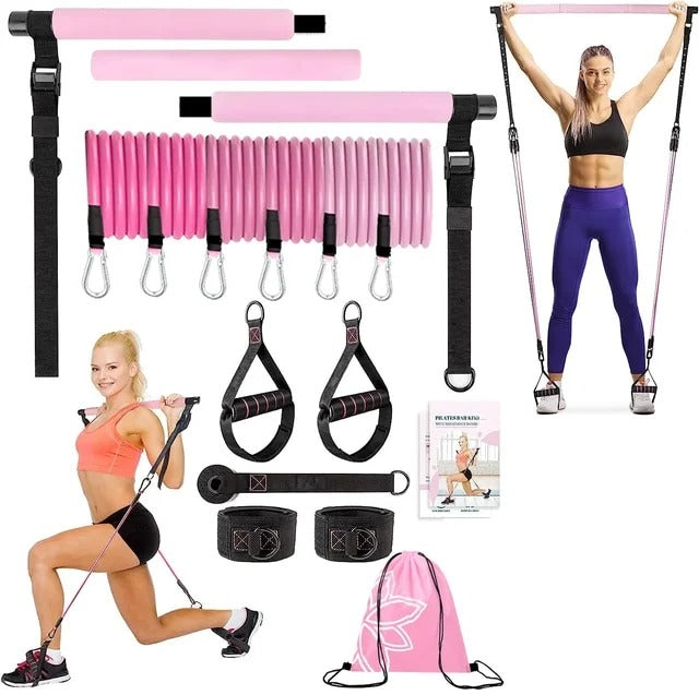 Women Full Body Yoga Exercise Set with Portable Resistance Bands for Home Gym