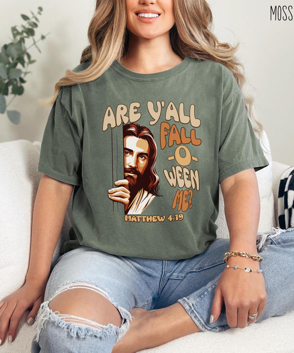 Funny Christian Halloween shirt, Funny Religious Shirt, Retro Groovy Christian T-shirt, Are Yall Fall-O-Ween Me Jesus shirt, Religious gift