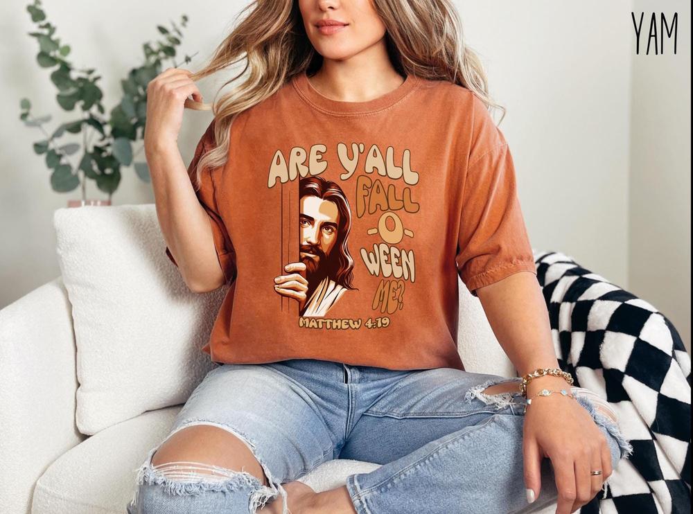 Funny Christian Halloween shirt, Funny Religious Shirt, Retro Groovy Christian T-shirt, Are Yall Fall-O-Ween Me Jesus shirt, Religious gift