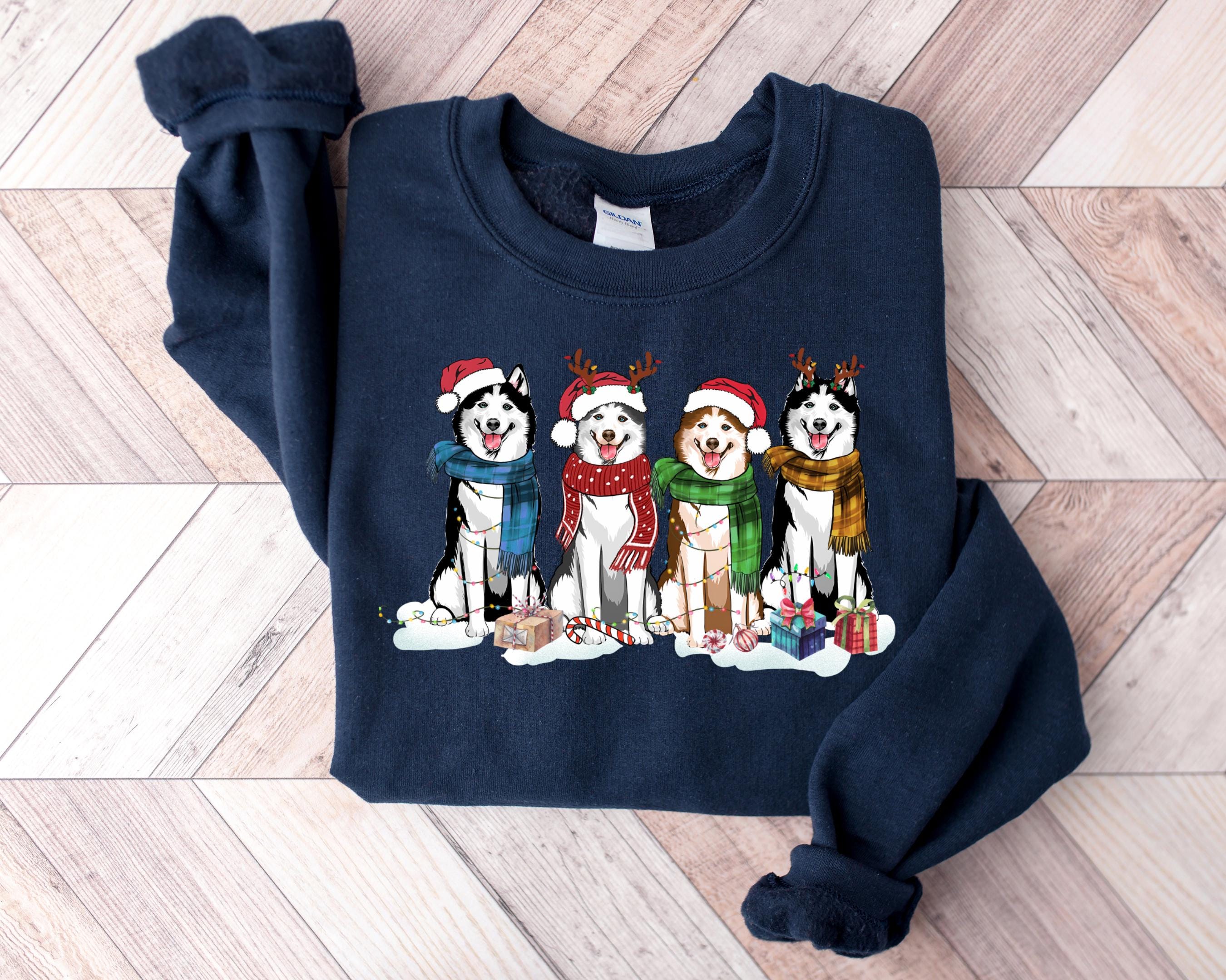 Husky Christmas Dog Sweatshirt, Dog Christmas Sweatshirt, Gift for Dog Lover, Holiday Sweater