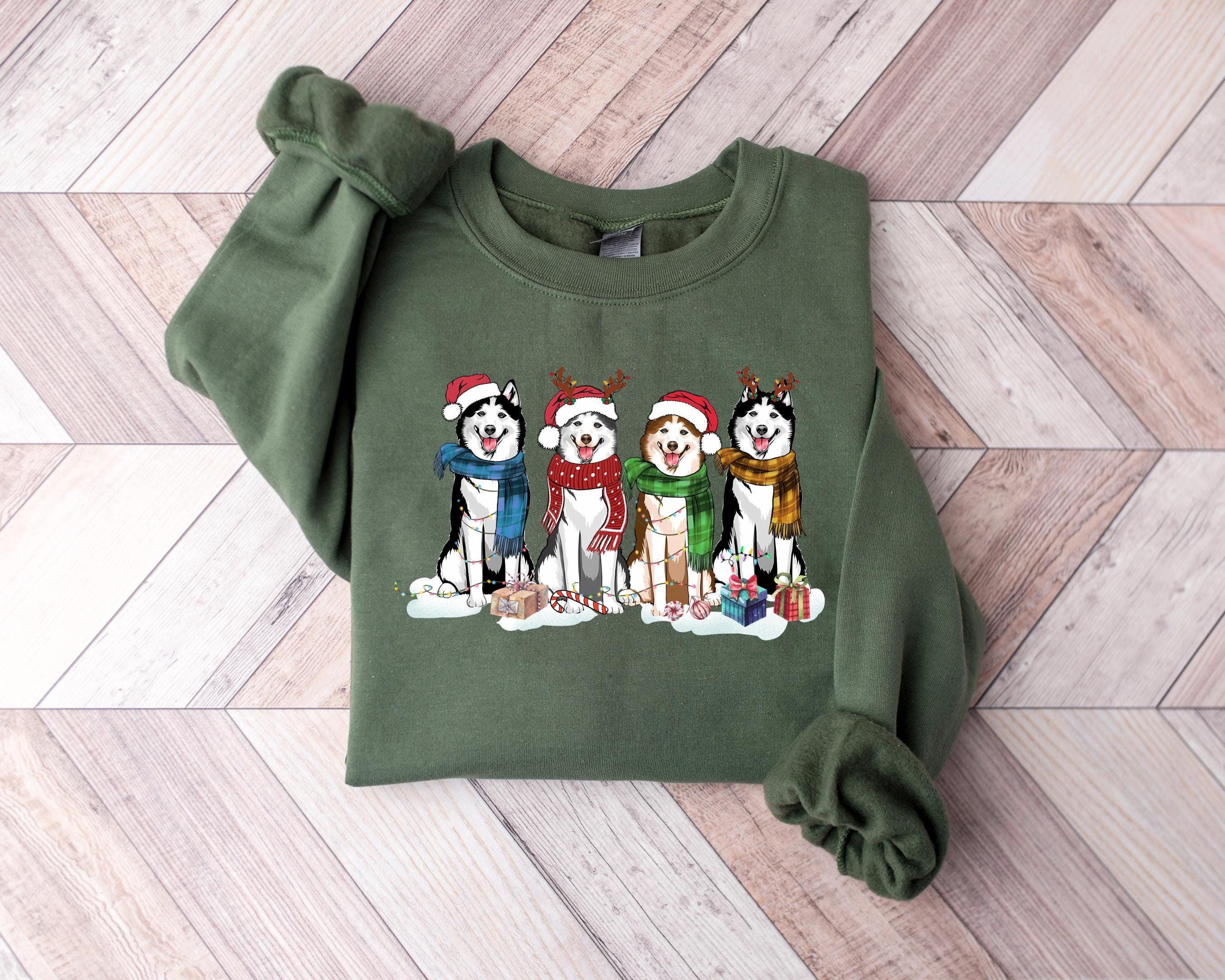 Husky Christmas Dog Sweatshirt, Dog Christmas Sweatshirt, Gift for Dog Lover, Holiday Sweater