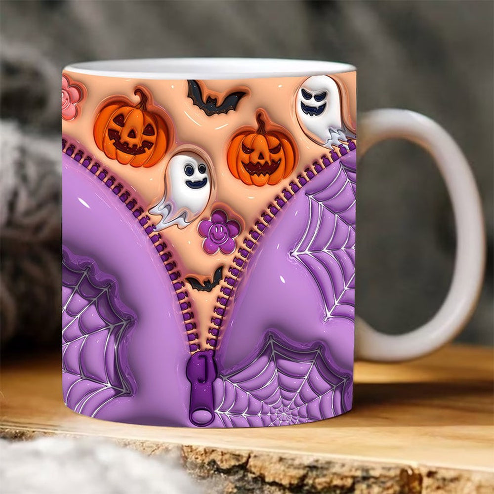 Halloween 3D Mug, 3D Halloween Zipper Inflated Mug, Halloween 3D Inflated Mug, Halloween 3D Coffee Mug