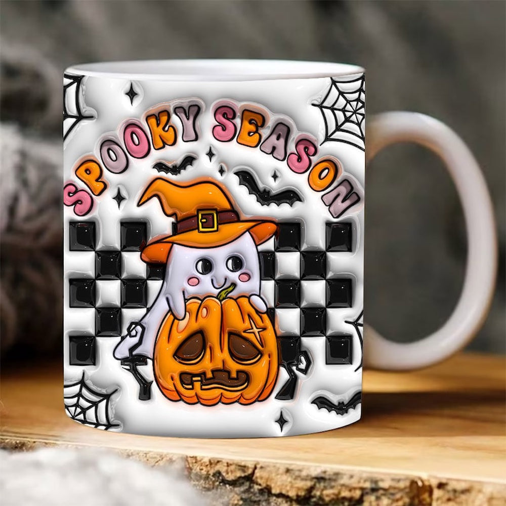 Halloween 3D Mug, 3D Inflated Retro Spooky Season Mug, Halloween 3D Inflated Mug, Halloween 3D Coffee Mug