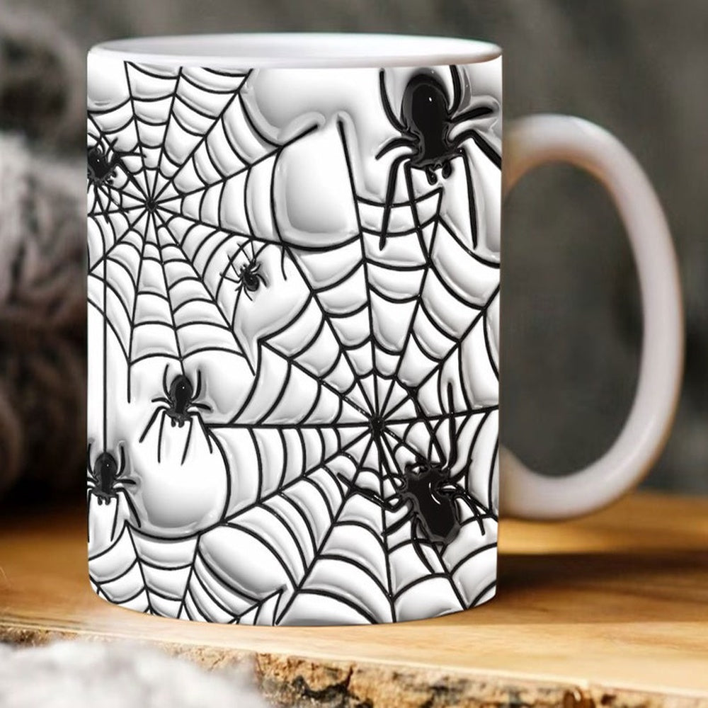 Halloween 3D Mug, 3D Inflated Spiderweb Mug, Halloween 3D Inflated Mug, Halloween 3D Coffee Mug