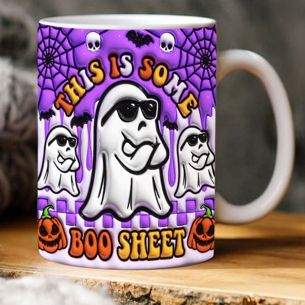 Halloween 3D Mug, 3D Inflated This Is Some Boo Sheet Mug, Halloween 3D Inflated Mug, Halloween 3D Coffee Mug