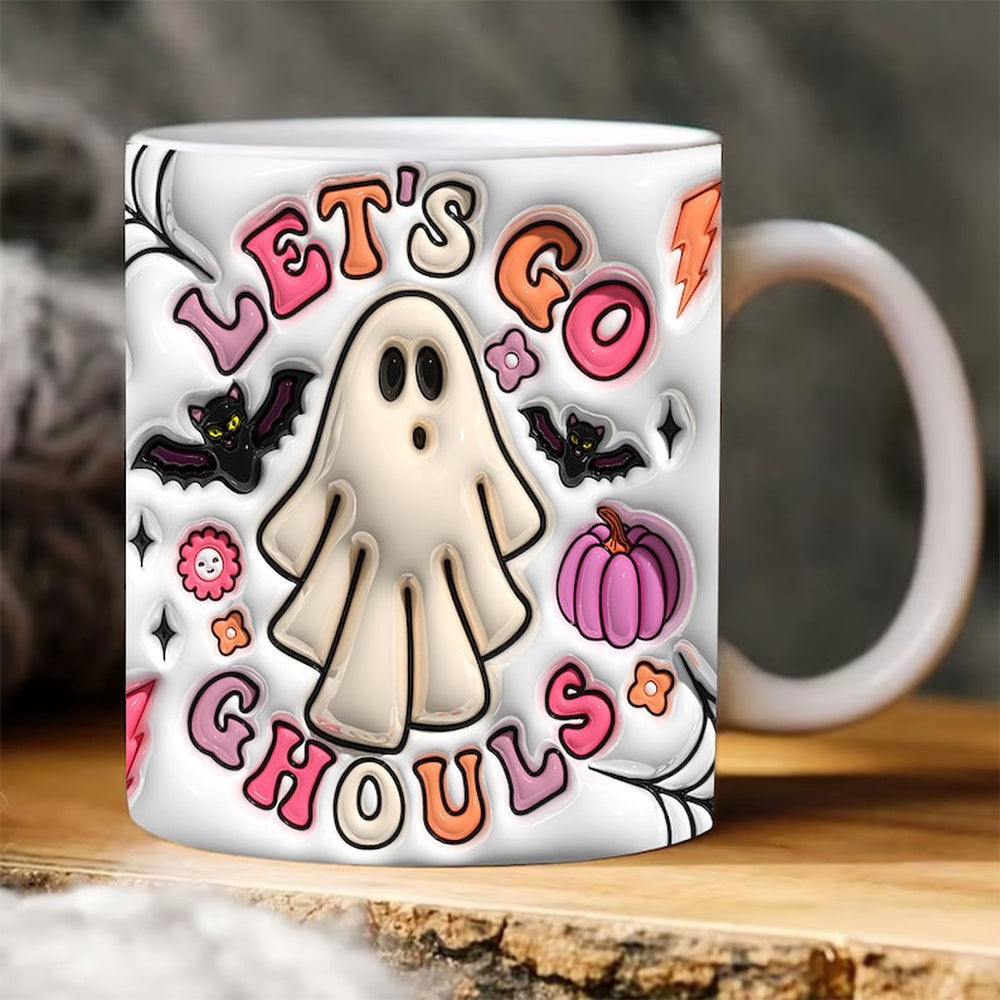 Halloween 3D Mug, 3D Let'S Go Ghouls Inflated Mug, Halloween 3D Inflated Mug, Halloween 3D Coffee Mug