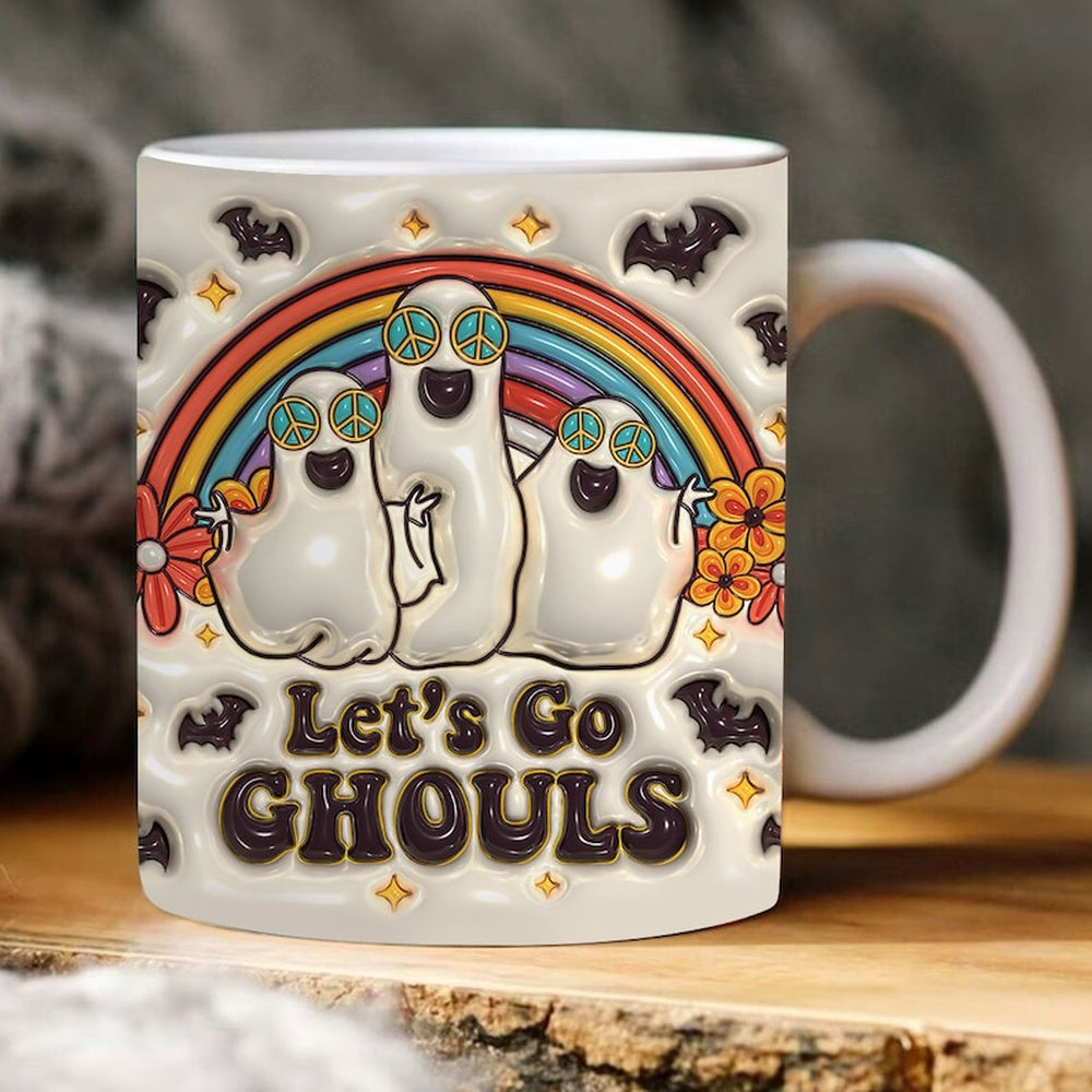 Halloween 3D Mug, 3D Retro Let'S Go Ghouls Inflated Mug, Halloween 3D Inflated Mug, Halloween 3D Coffee Mug