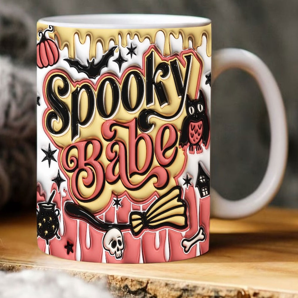 Halloween 3D Mug, 3D Spooky Babe Inflated Mug, Halloween 3D Inflated Mug, Halloween 3D Coffee Mug