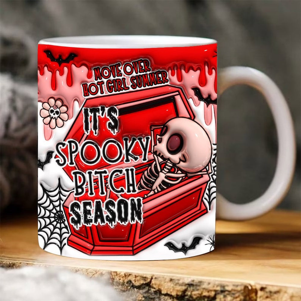 Halloween 3D Mug, 3D Spooky Bitch Inflated Mug, 3D Inflated Skeleton Mug, Halloween 3D Inflated Mug, Halloween 3D Coffee Mug