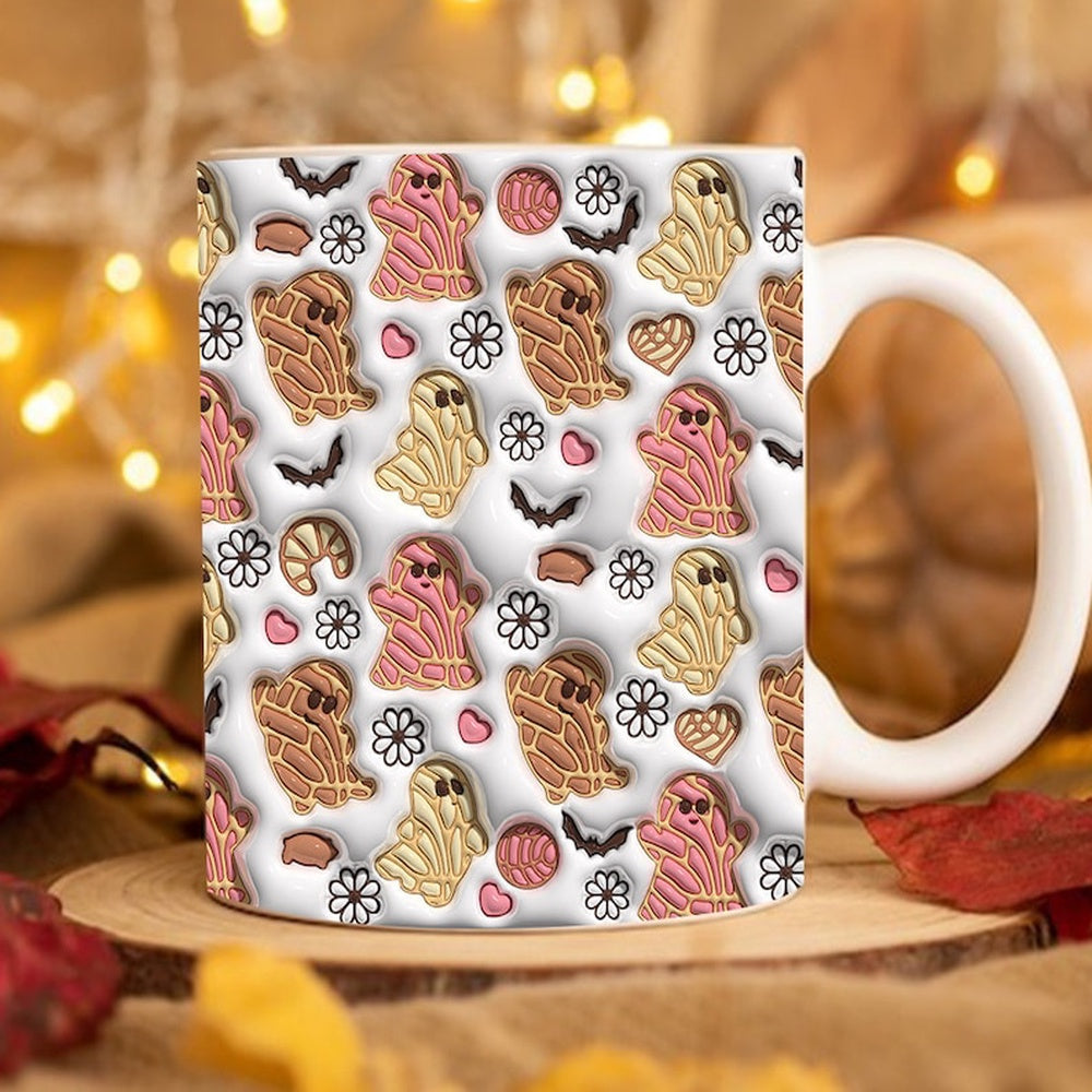 Halloween 3D Mug, 3D Spooky Conchas Inflated Mug, Halloween 3D Inflated Mug, Halloween 3D Coffee Mug