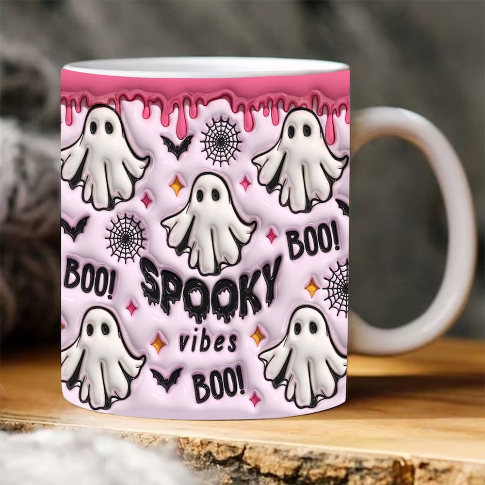 Halloween 3D Mug, 3D Spooky Vibes Mug, Halloween 3D Inflated Mug, Halloween 3D Coffee Mug