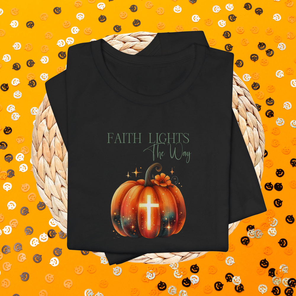 Halloween Faith Lights The Way Shirt, Halloween Shirt, Fall Shirt, Religious Halloween Shirt, Gift for Halloween, Fall Religious Shirt