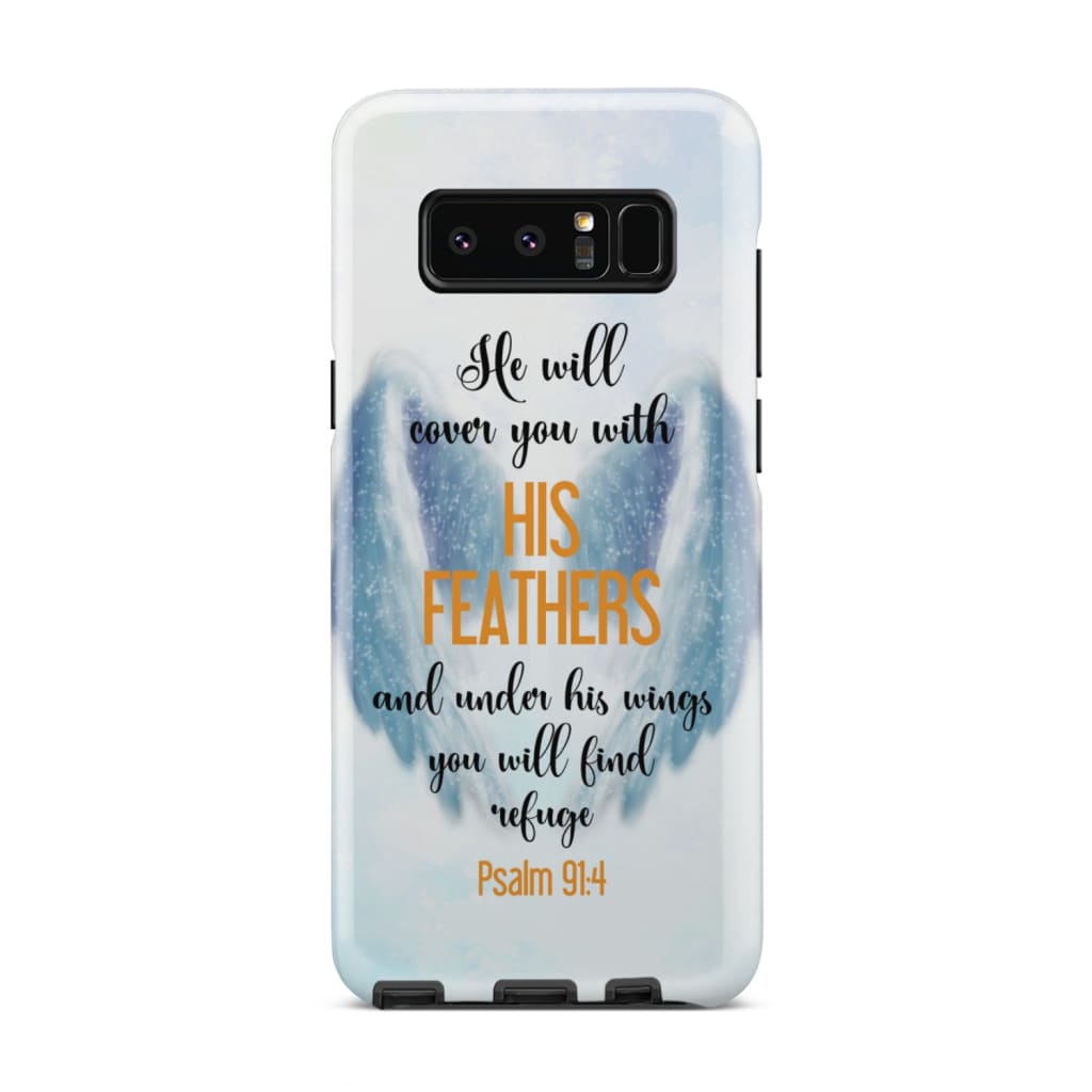 He Will Cover You With His Feathers Psalm 914 Bible Verse Phone Case - Christian Phone Cases - Religious Phone Case