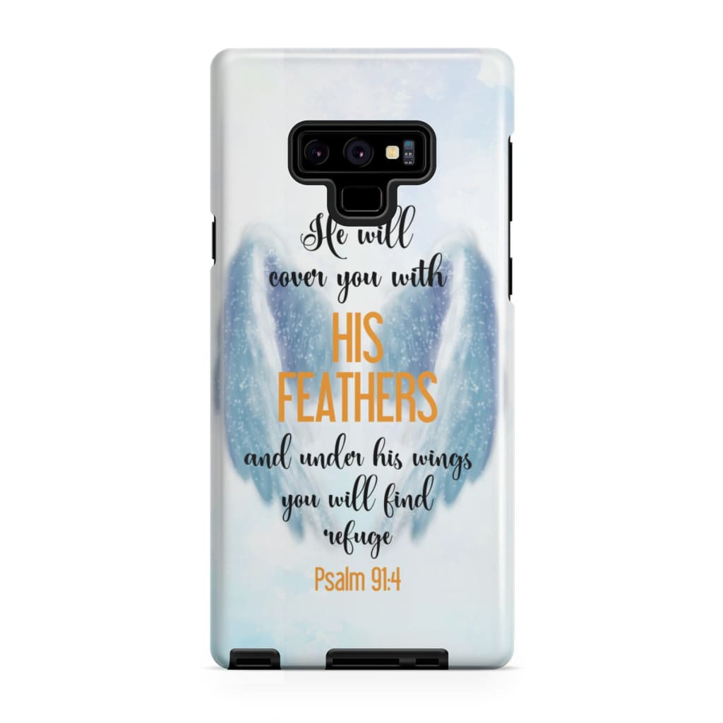 He Will Cover You With His Feathers Psalm 914 Bible Verse Phone Case - Christian Phone Cases - Religious Phone Case