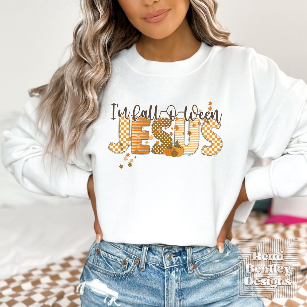 I'm Fall-O-Ween Jesus Shirt Falloween Jesus Shirt Halloween Crewneck Sweatshirt Christian Shirt Fall Religious Shirt Follow Jesus Shirt