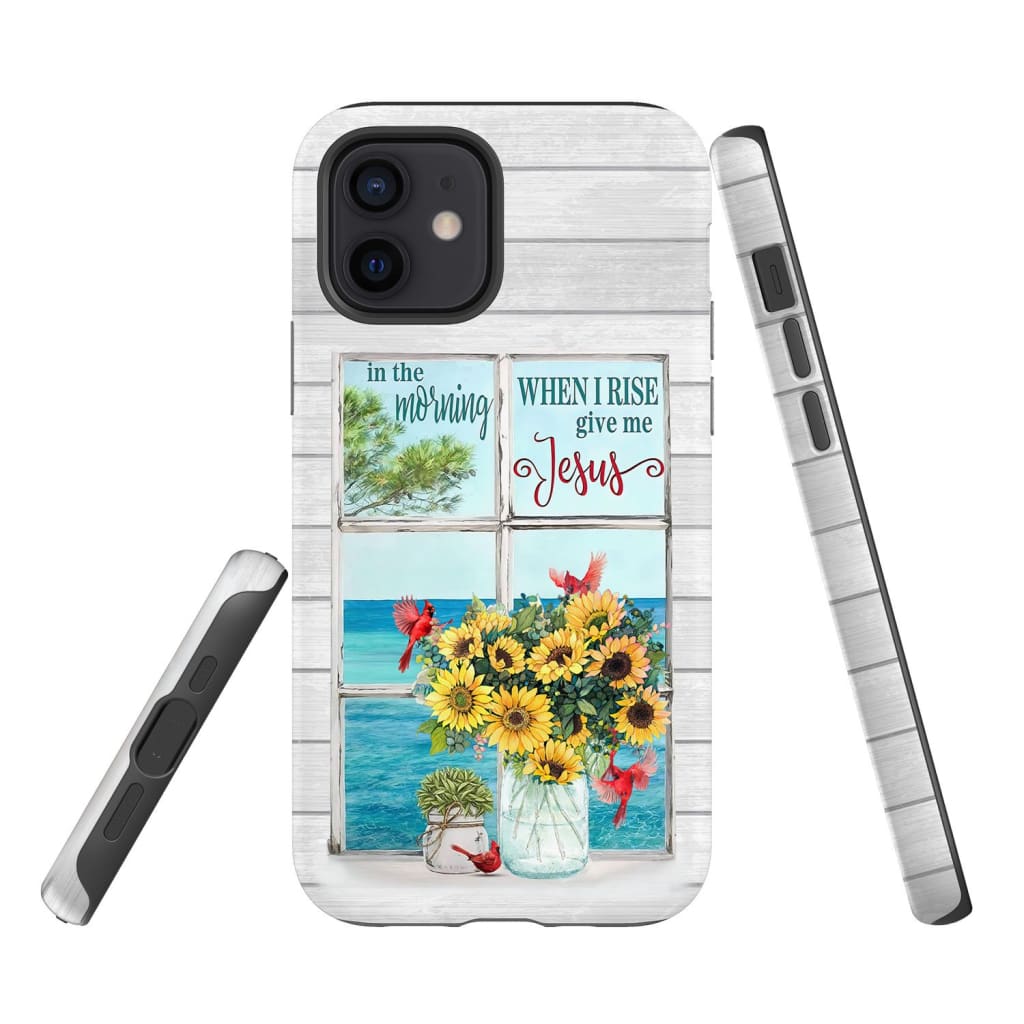 In The Morning When I Rise Give Me Jesus Cardinal Sunflowers Phone Case - Inspirational Bible Scripture iPhone Cases