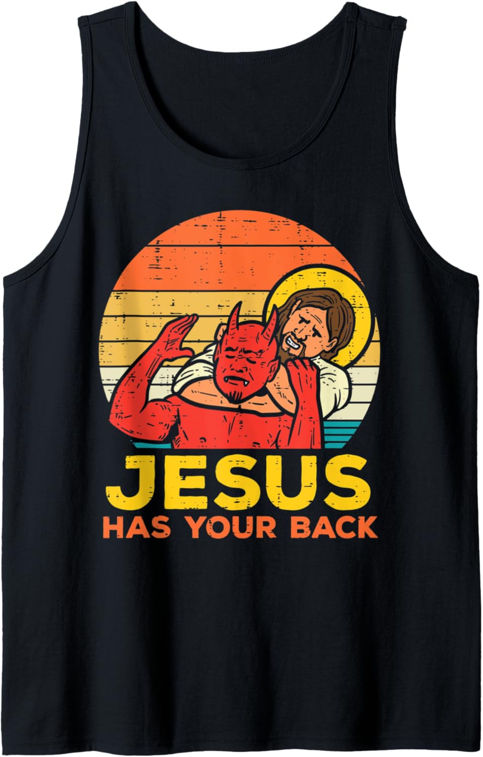 Jesus Has Your Back Jiu Jitsu Retro Christian Men Women Kids Tank Top