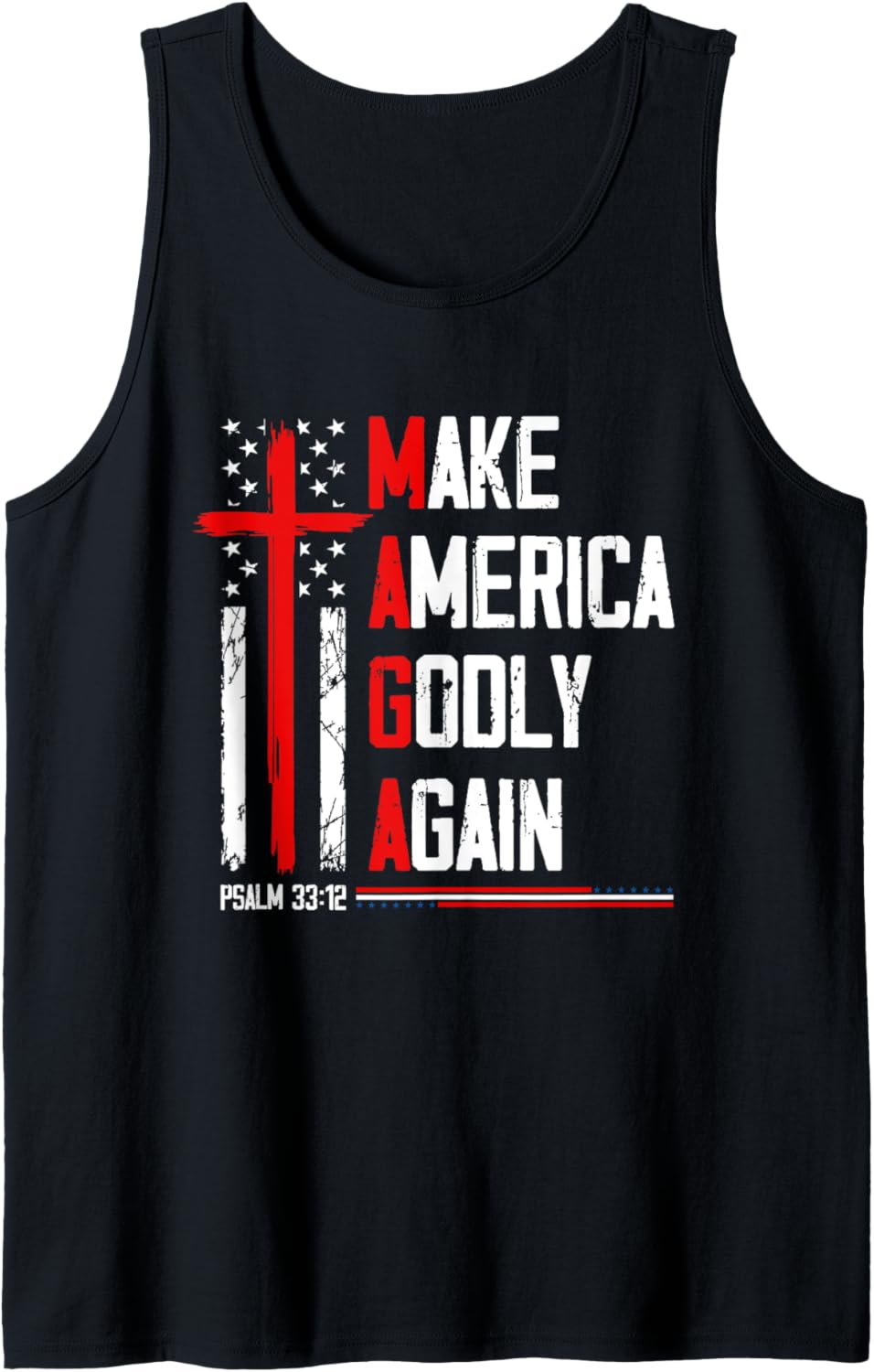 Jesus Make America Godly Again Psalm 33 12 Patriot Christian Tank Top