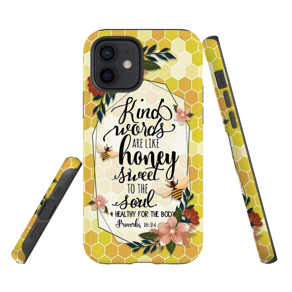 Kind Words Are Like Honey Proverbs 1624 Bible Verse Phone Case - Inspirational Bible Scripture iPhone Cases