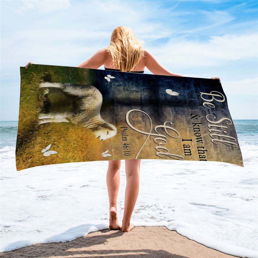 Lamb Of God Cross Be Still And Know That I Am God Beach Towel, Christian Beach Towel, Christian Gift, Gift For Women