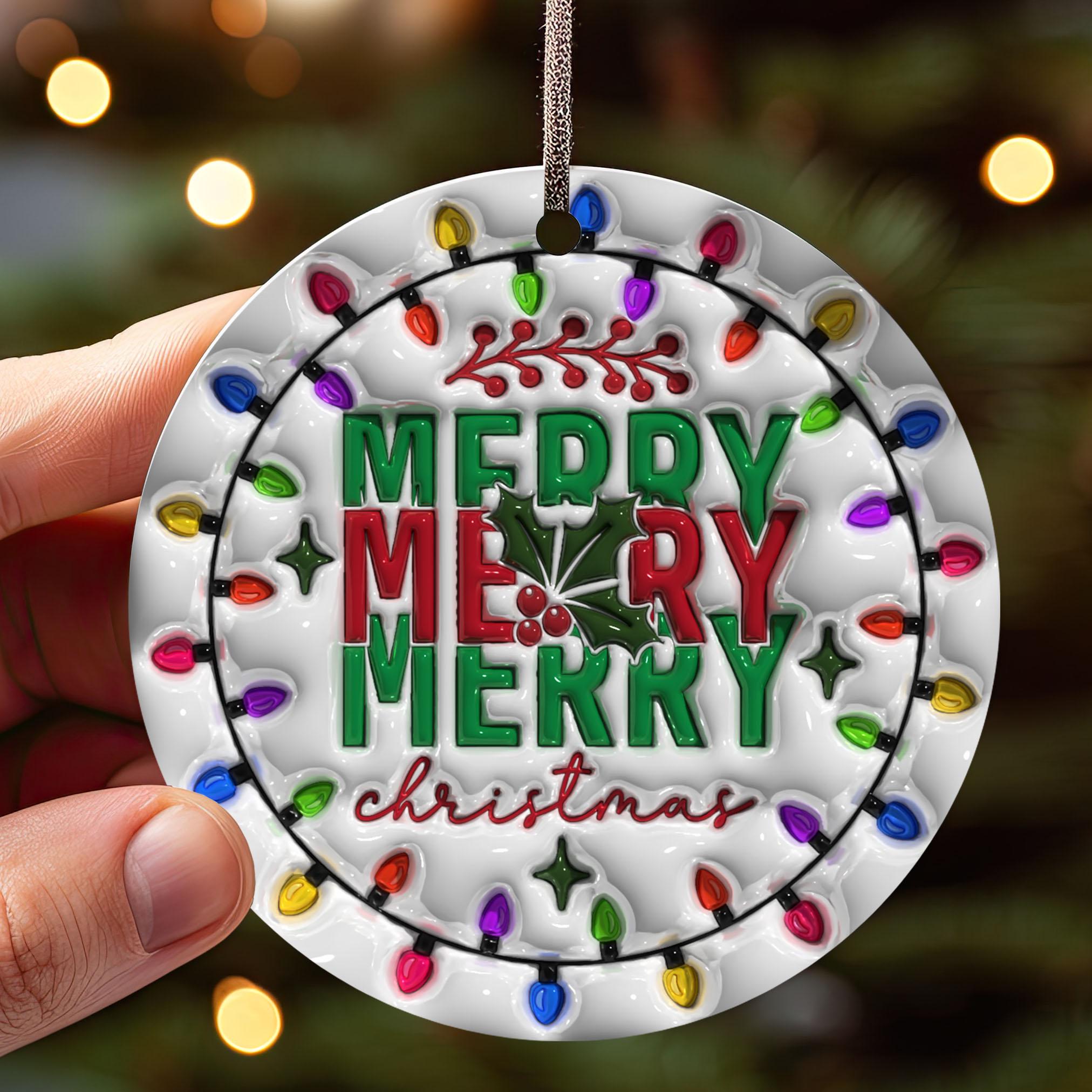 14Merry Christmas Ornament, Merry Christmas Ornament Sublimation PNG, Christmas Fruit Round Ornament