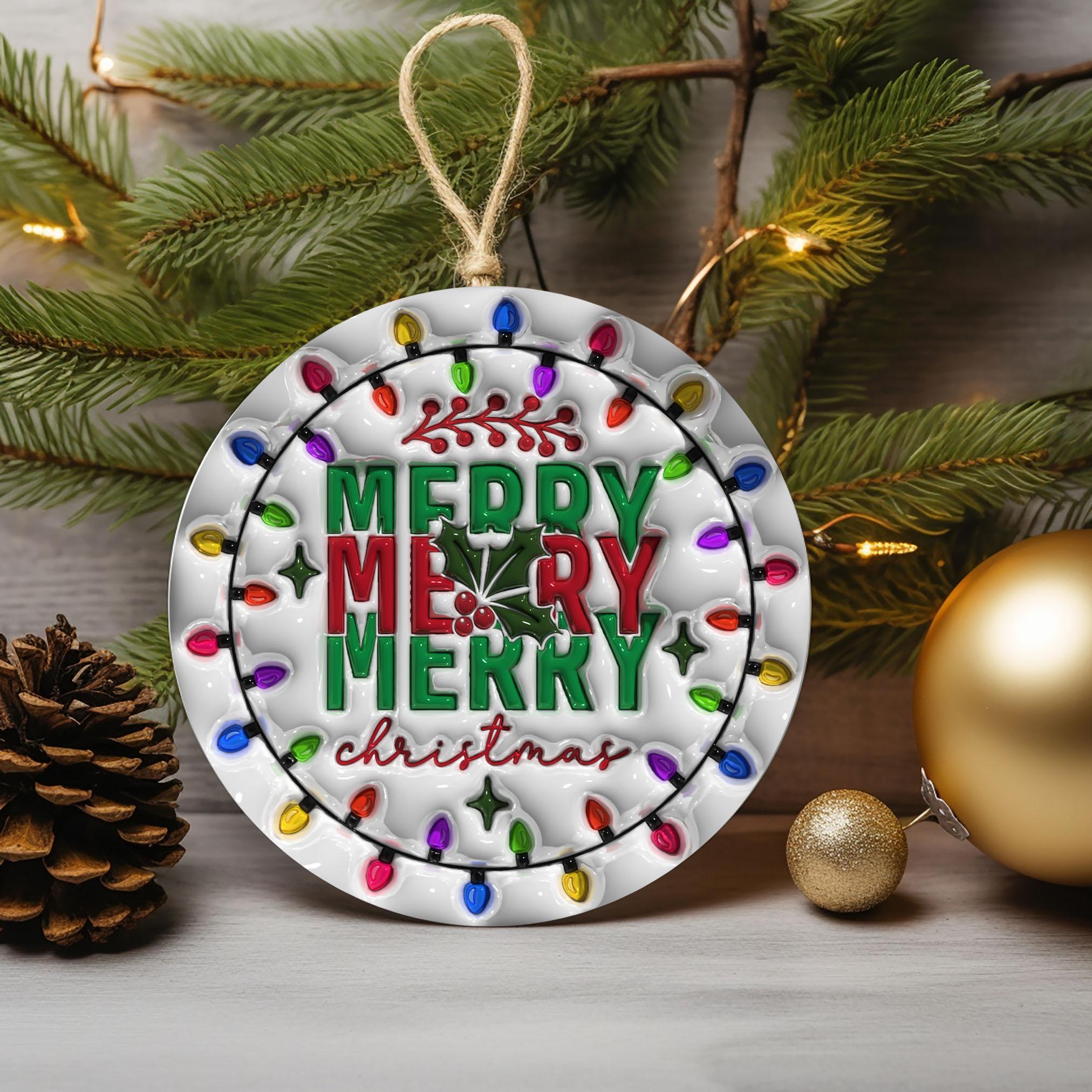 14Merry Christmas Ornament, Merry Christmas Ornament Sublimation PNG, Christmas Fruit Round Ornament