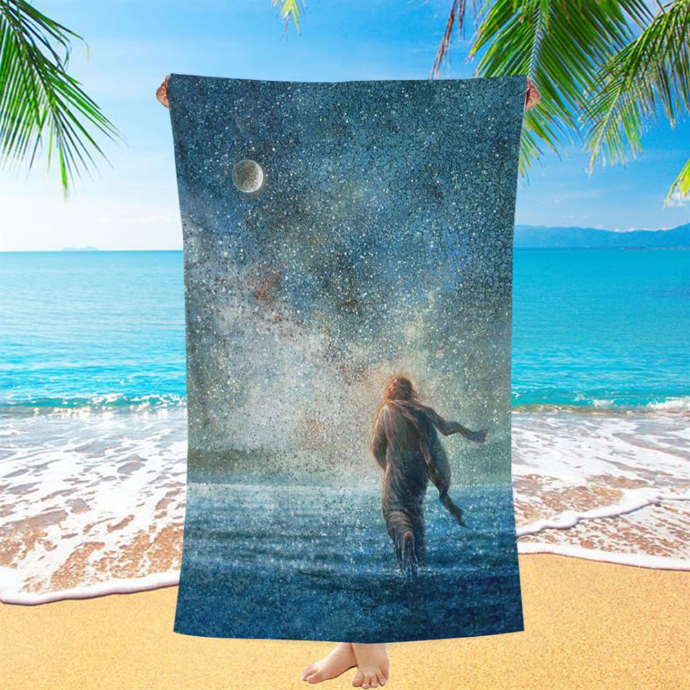 My Father's Creations Jesus And The Night Beach Towel - Jesus Christ Beach Towel - Christian Beach Towel