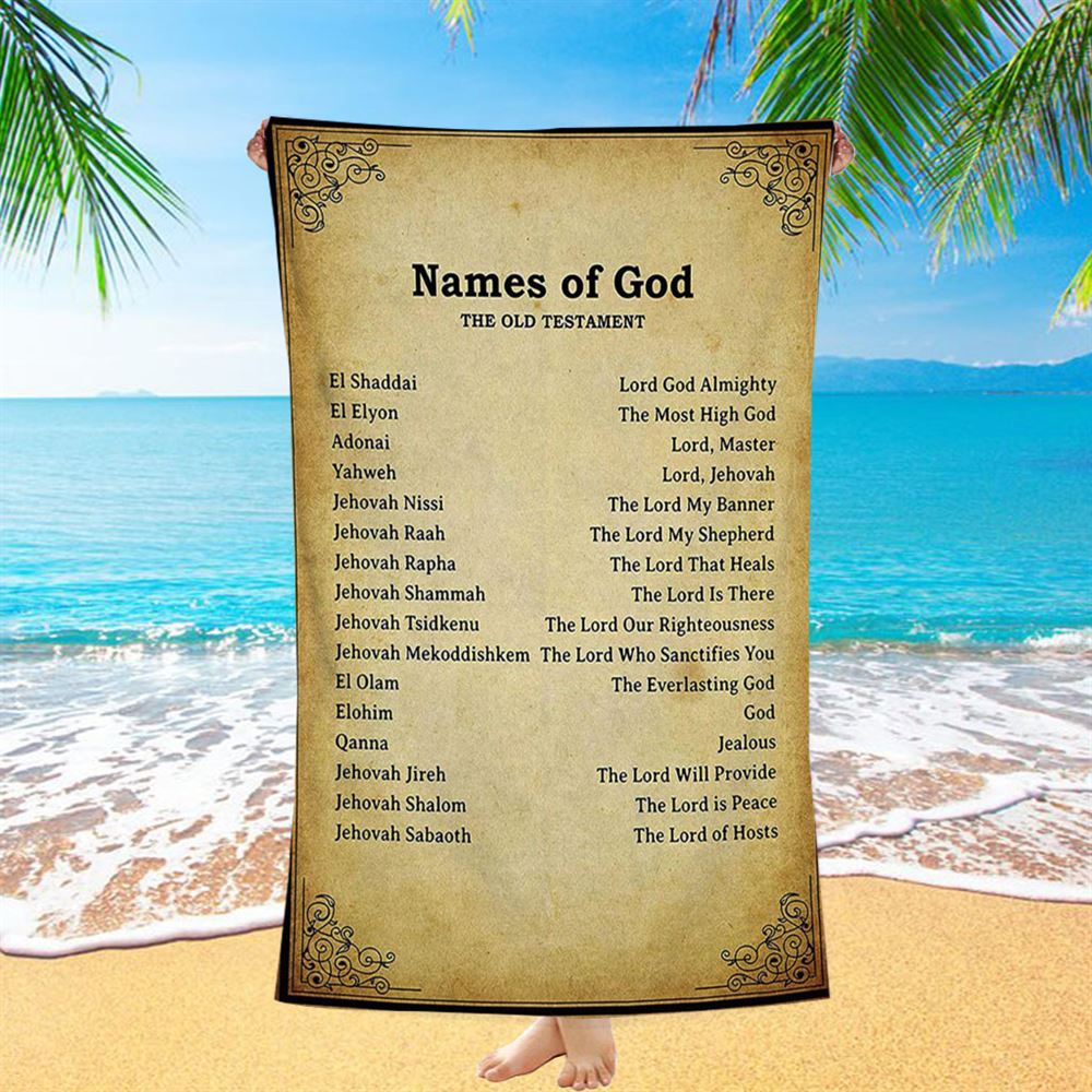 Names Of God Beach Towel - The Old Testament - Christian Beach Towel Decor