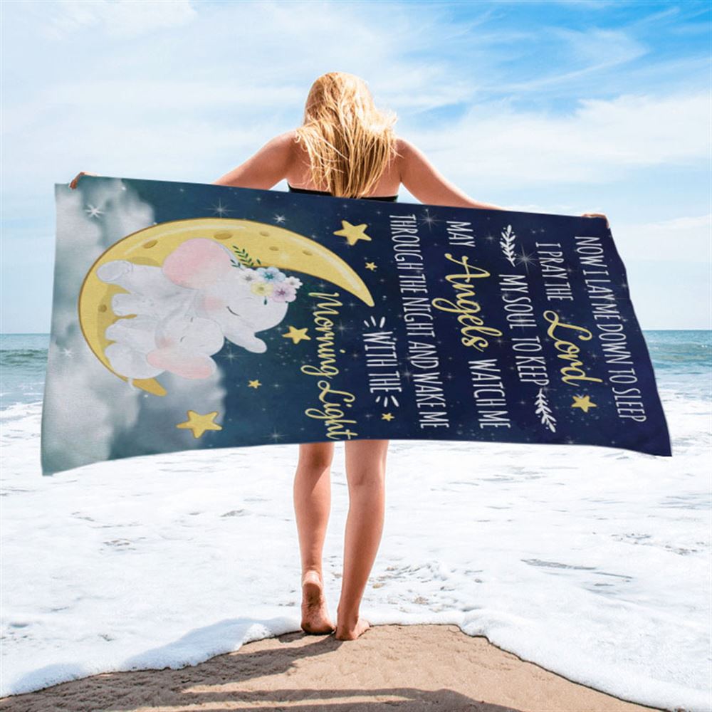 Now I Lay Me Down To Sleep Christian Beach Towel - Bible Verse Beach Towel - Scripture Beach Towel