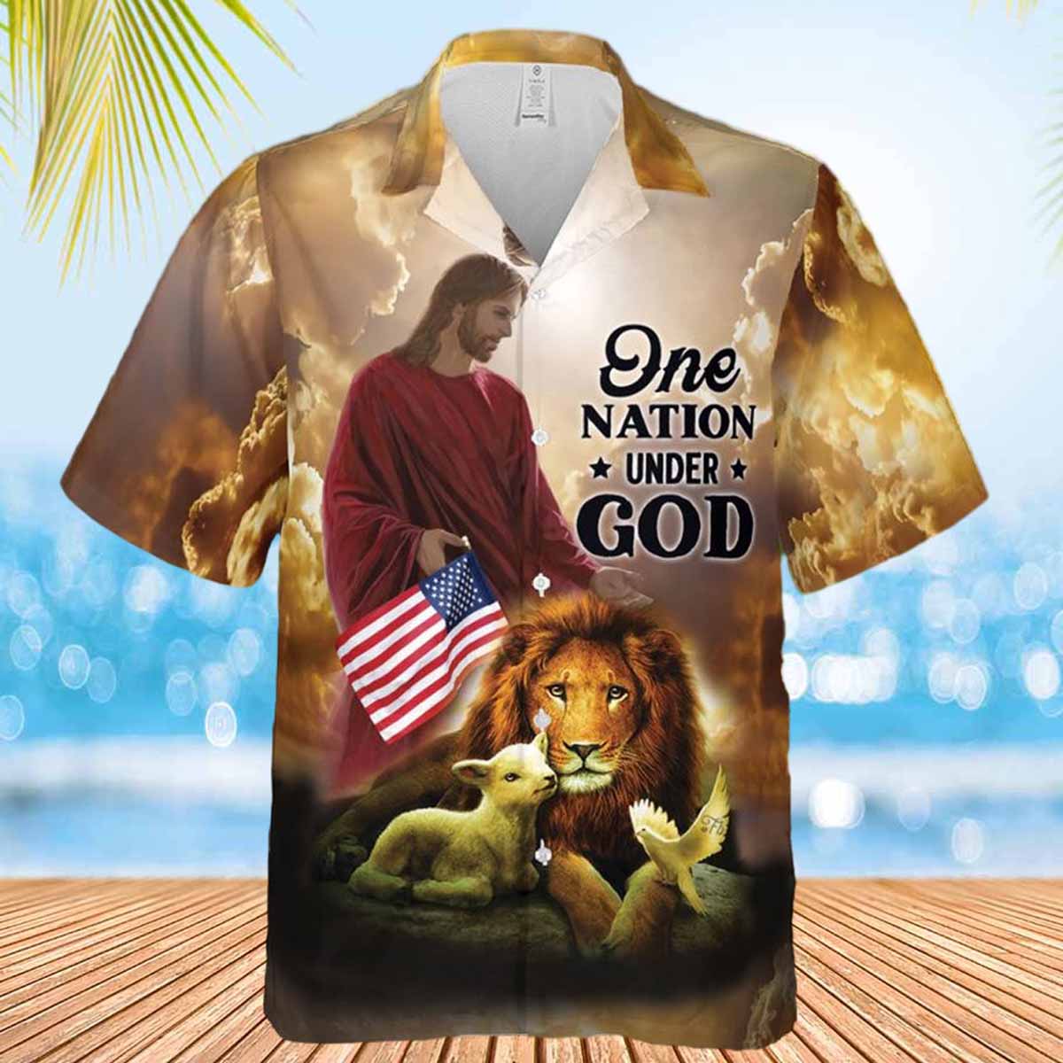 One Nation Under God Jesus Hawaiian Shirt - Christian Hawaiian Shirts For Women Men