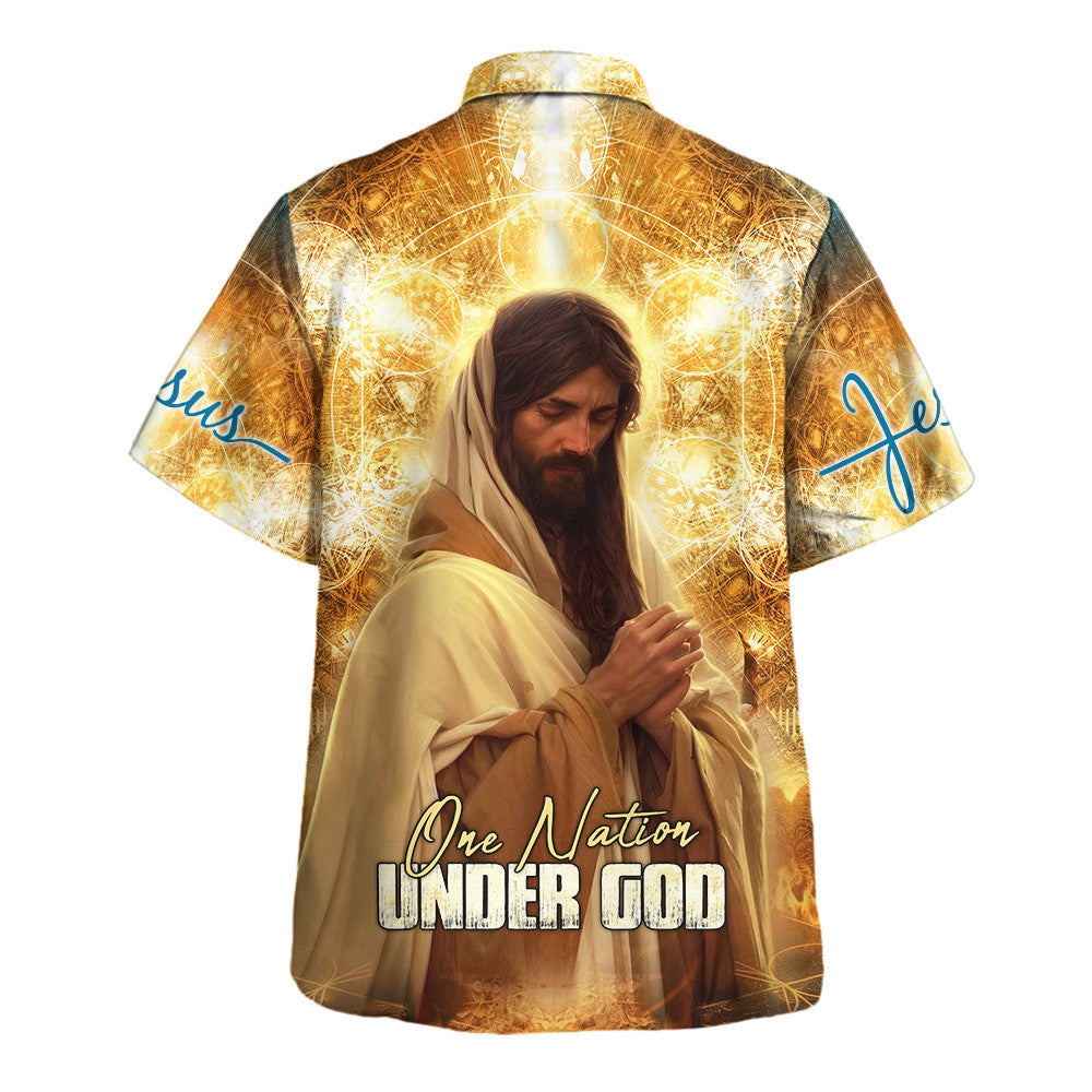 One Nation Under God Jesus Pray Hawaiian Shirt - Christian Hawaiian Shirt - Religious Hawaiian Shirts